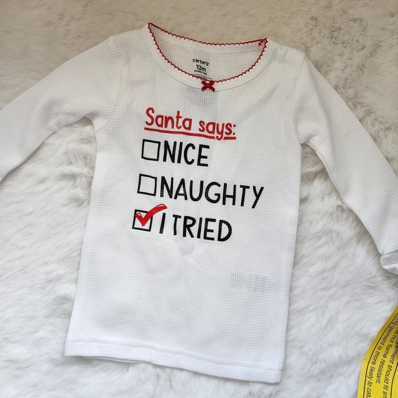 Carter's Girl's Christmas Naughty/Nice Pajama Set 12M NWT - Picture 6 of 11